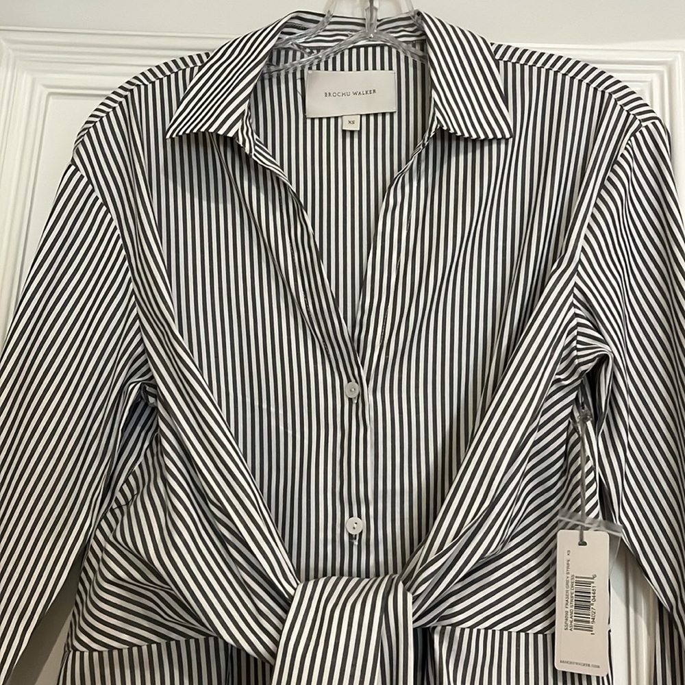 BROCHU WALKER Fraser gray stripe Ashland Stripe dress XS - Picture 8 of 9